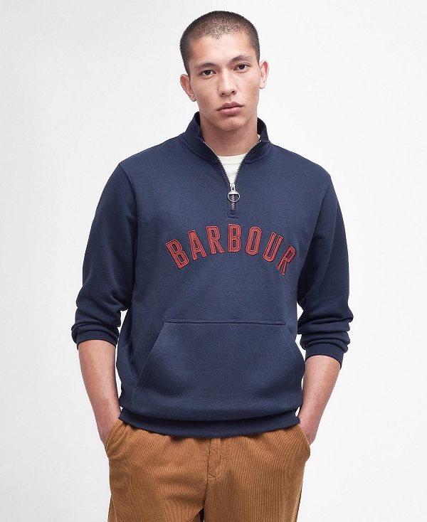 Barbour John Half-zip Sweatshirt Classic Navy | BABO88441