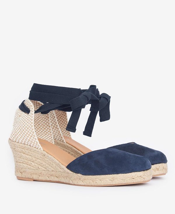 Barbour Juana Espadrille Wedges Dark Navy | BABO89894