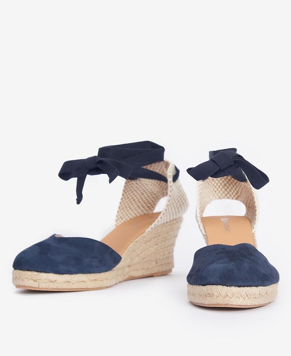 Barbour Juana Espadrille Wedges Dark Navy | BABO89894