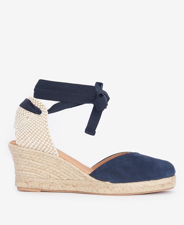 Barbour Juana Espadrille Wedges Dark Navy | BABO89894