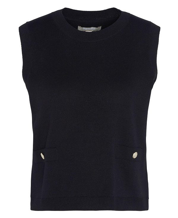 Barbour Kathryn Sweater Vest Classic Black | BABO89756