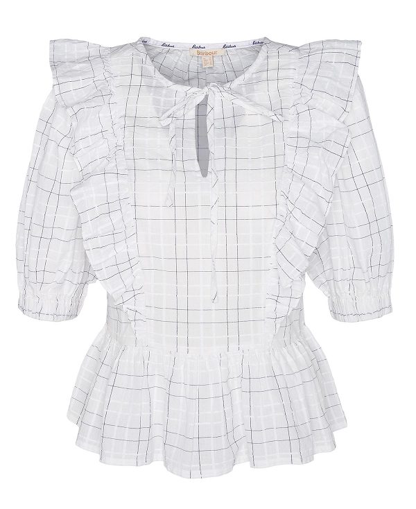 Barbour Kayleigh Check Blouse Classic White | BABO89495