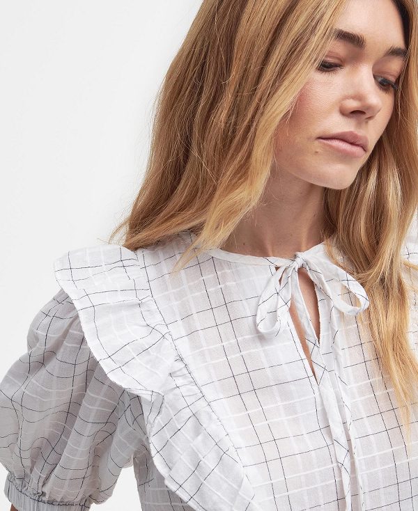 Barbour Kayleigh Check Blouse Classic White | BABO89495