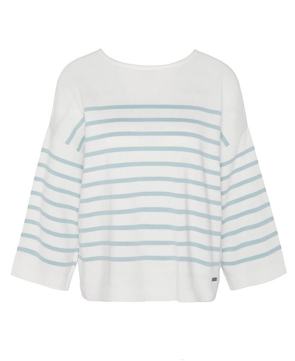 Barbour Kayleigh Striped Crew Neck Jumper Cloud/Blue Haze | BABO89699