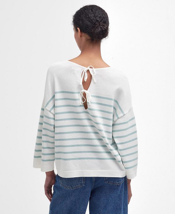 Barbour Kayleigh Striped Crew Neck Jumper Cloud/Blue Haze | BABO89699