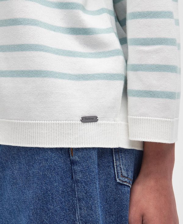 Barbour Kayleigh Striped Crew Neck Jumper Cloud/Blue Haze | BABO89699