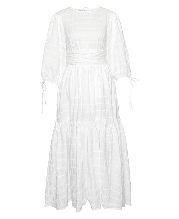 Barbour Kelburn Midi Dress Classic White | BABO89612