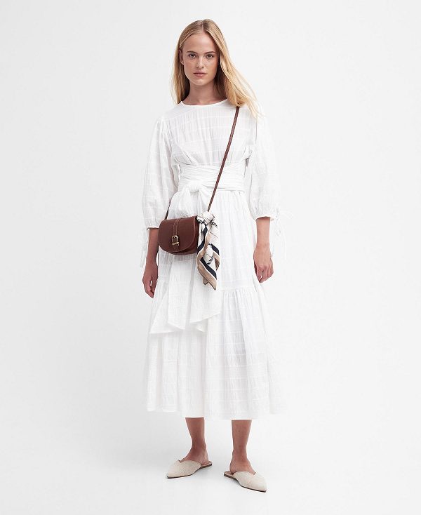 Barbour Kelburn Midi Dress Classic White | BABO89612