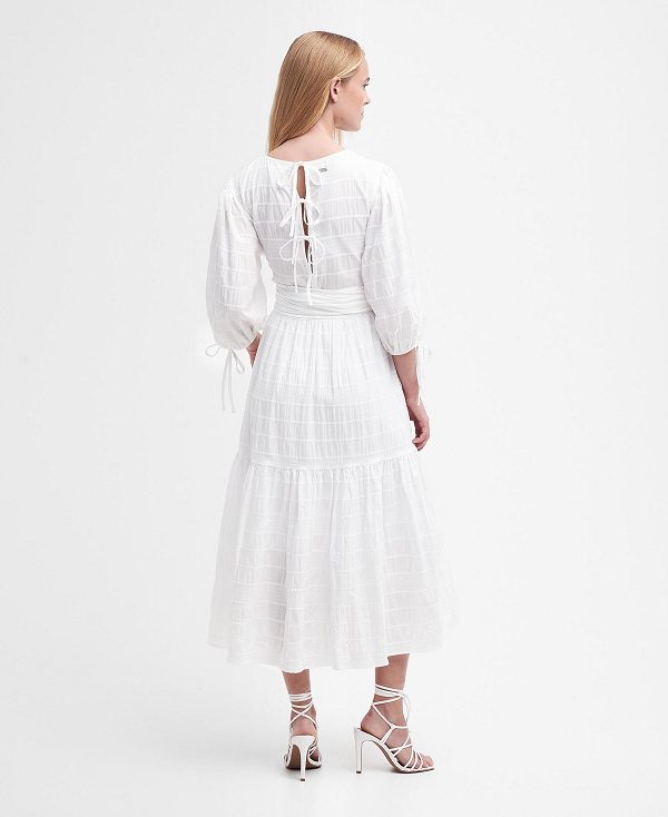 Barbour Kelburn Midi Dress Classic White | BABO89612