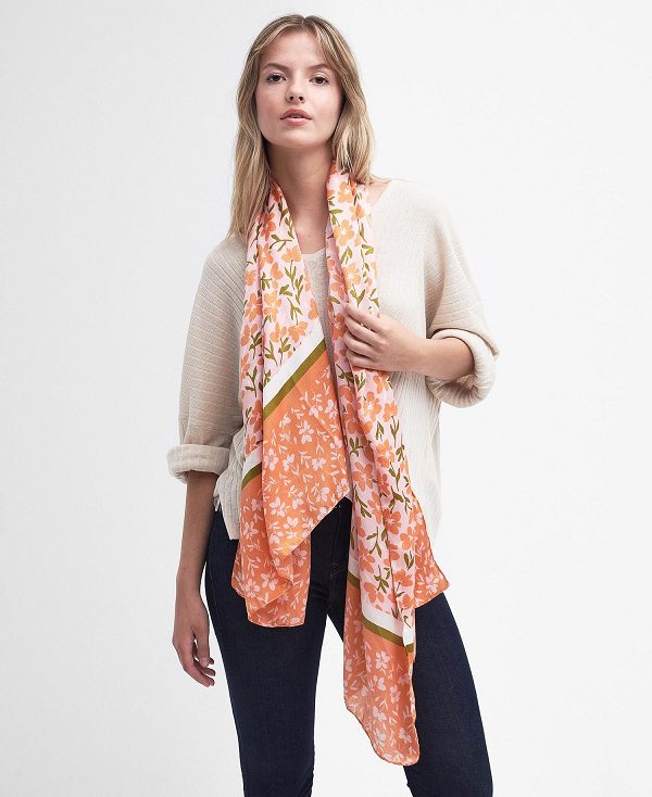 Barbour Kelley Floral Scarf Apricot Crush | BABO90069