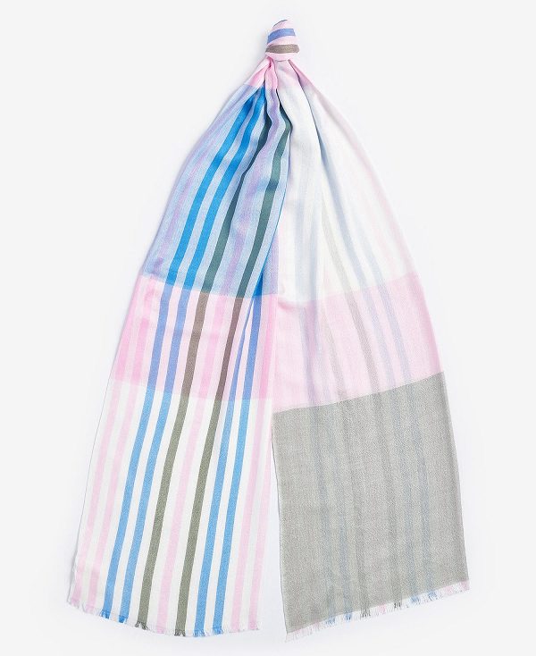 Barbour Kendra Check & Stripe Scarf Bayleaf | BABO90072