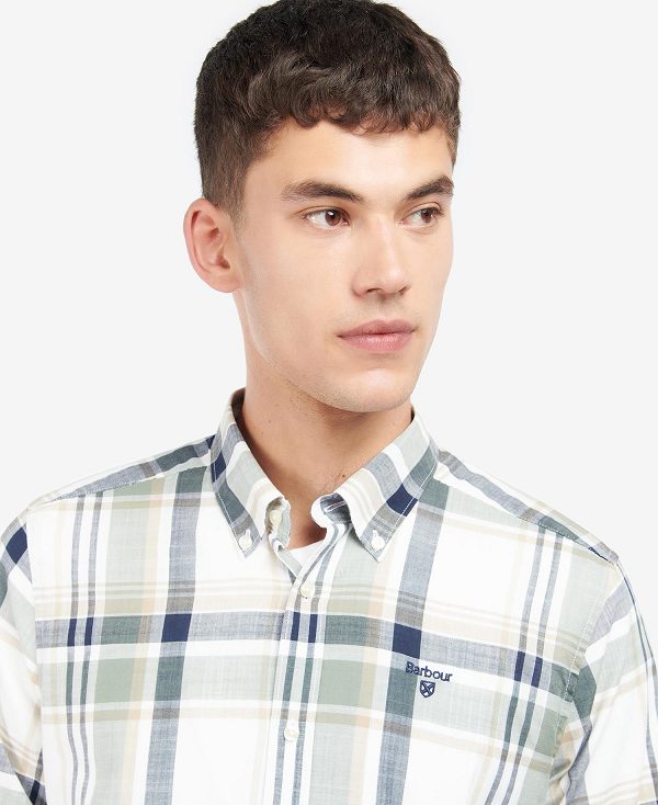 Barbour Kidd Tailored Short-sleeved Shirt Olive | BABO87610