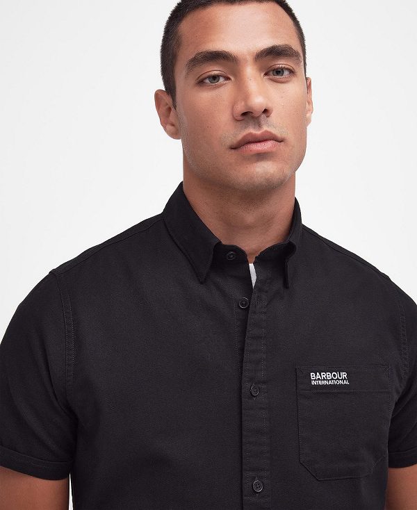 Barbour Kinetic Tailored Short-sleeved Shirt Black | BABO87752