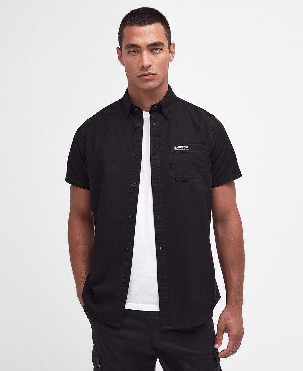 Barbour Kinetic Tailored Short-sleeved Shirt Black | BABO87752