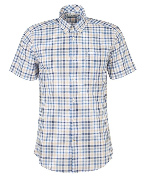 Barbour Kinson Tailored Short-sleeved Shirt Blue | BABO87604