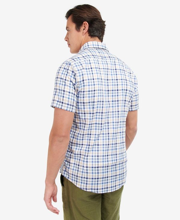 Barbour Kinson Tailored Short-sleeved Shirt Blue | BABO87604