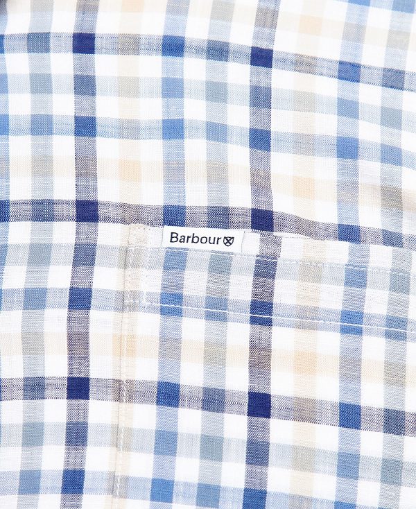 Barbour Kinson Tailored Short-sleeved Shirt Blue | BABO87604