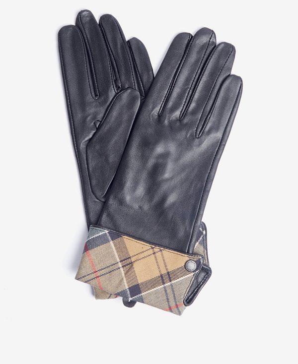 Barbour Lady Jane Leather Gloves Brown/Hessian | BABO90056