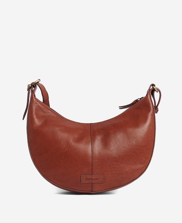 Barbour Laire Leather Half-moon Bag Classic Brown | BABO89989