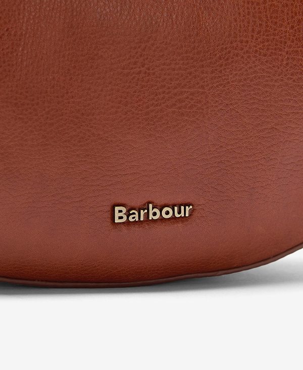 Barbour Laire Leather Half-moon Bag Classic Brown | BABO89989