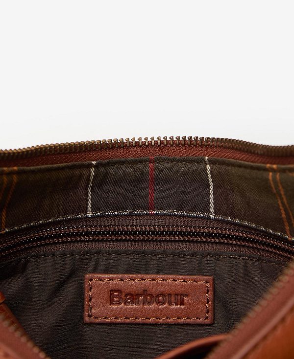 Barbour Laire Leather Half-moon Bag Classic Brown | BABO89989