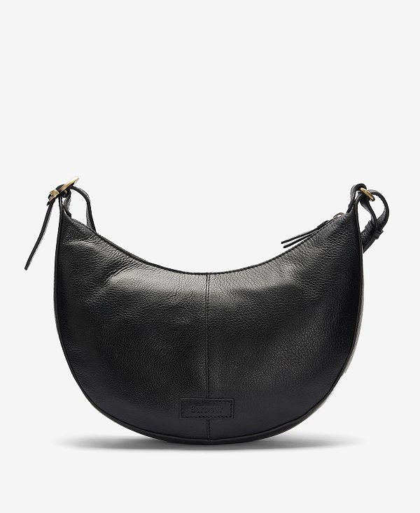 Barbour Laire Leather Half-moon Bag Classic Black | BABO89992