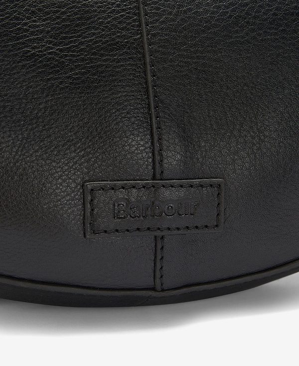 Barbour Laire Leather Half-moon Bag Classic Black | BABO89992