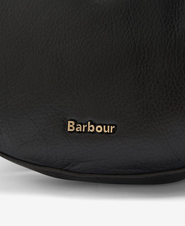 Barbour Laire Leather Half-moon Bag Classic Black | BABO89992