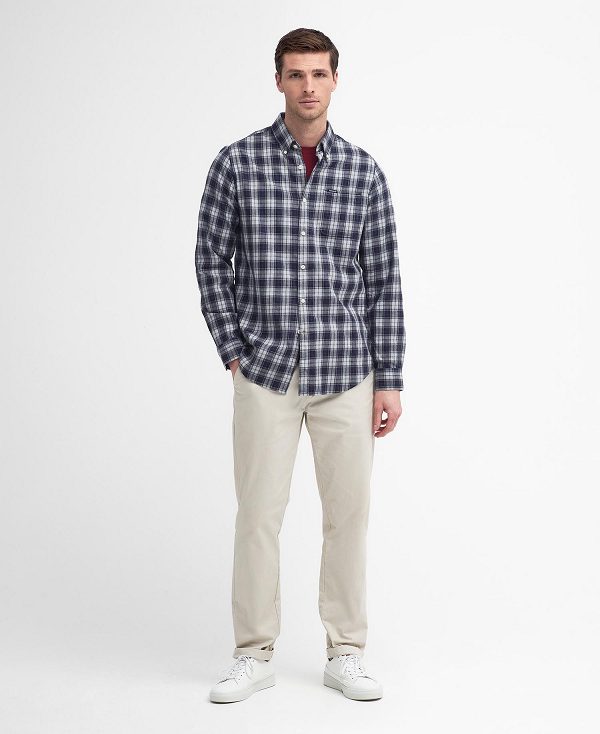 Barbour Lanark Tailored Long-sleeved Shirt Blue | BABO87821