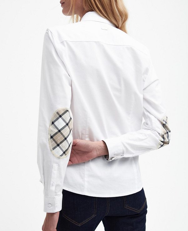 Barbour Lavender Tailored Long-sleeved Shirt White/Hessian Tartan | BABO89490