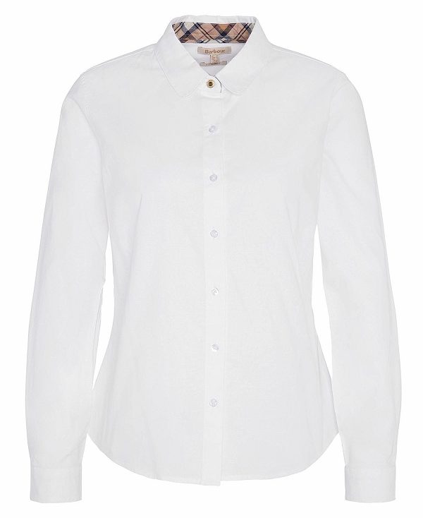 Barbour Lavender Tailored Long-sleeved Shirt White/Hessian Tartan | BABO89502