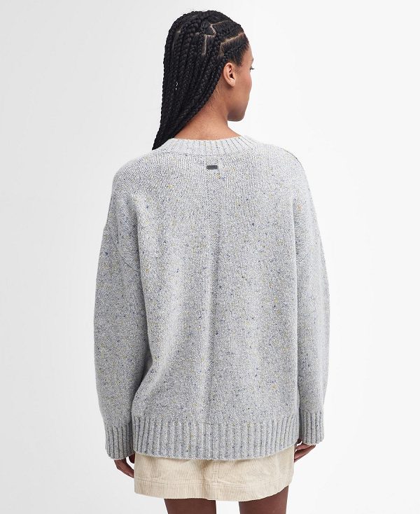 Barbour Lavensdale Crew Neck Jumper Pearl Blue | BABO89761