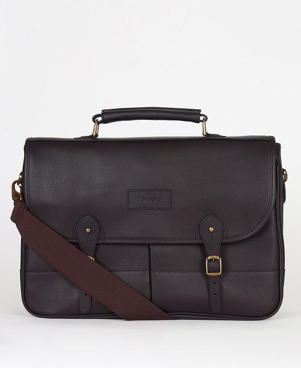 Barbour Leather Briefcase Chocolate | BABO88935