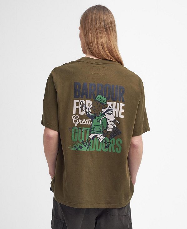 Barbour Leonard Oversized Graphic T-shirt Green | BABO88408