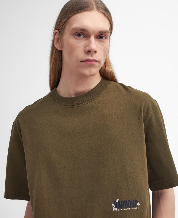 Barbour Leonard Oversized Graphic T-shirt Green | BABO88408