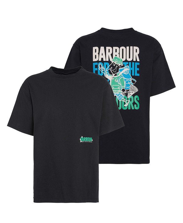 Barbour Leonard Oversized Graphic T-shirt Black | BABO88410