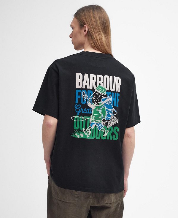 Barbour Leonard Oversized Graphic T-shirt Black | BABO88410