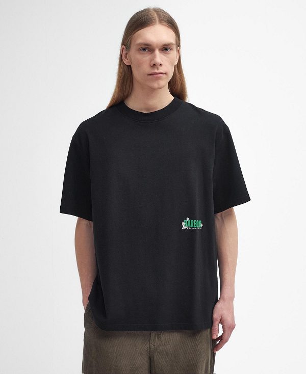 Barbour Leonard Oversized Graphic T-shirt Black | BABO88410