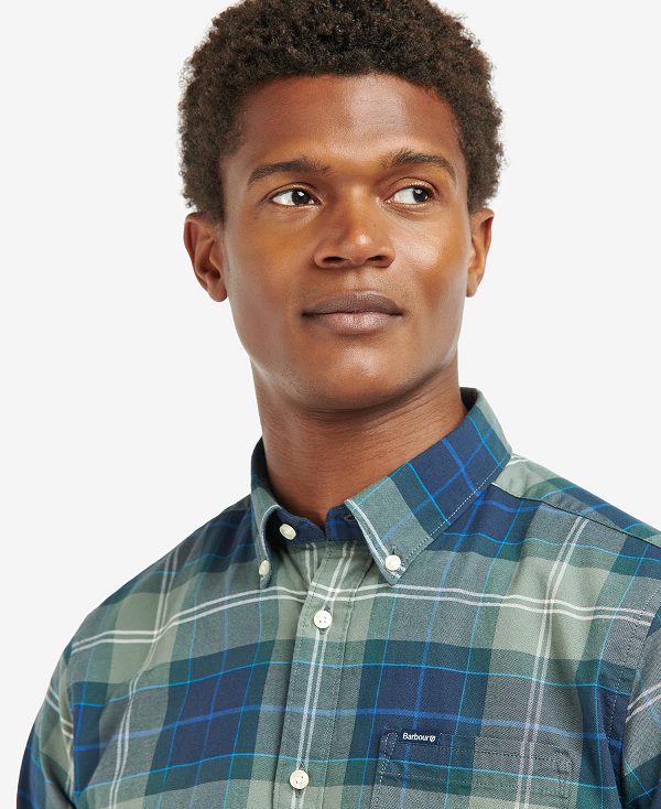 Barbour Lewis Tailored Long-sleeved Shirt Berwick Blue Tartan | BABO87608