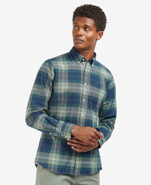 Barbour Lewis Tailored Long-sleeved Shirt Berwick Blue Tartan | BABO87608