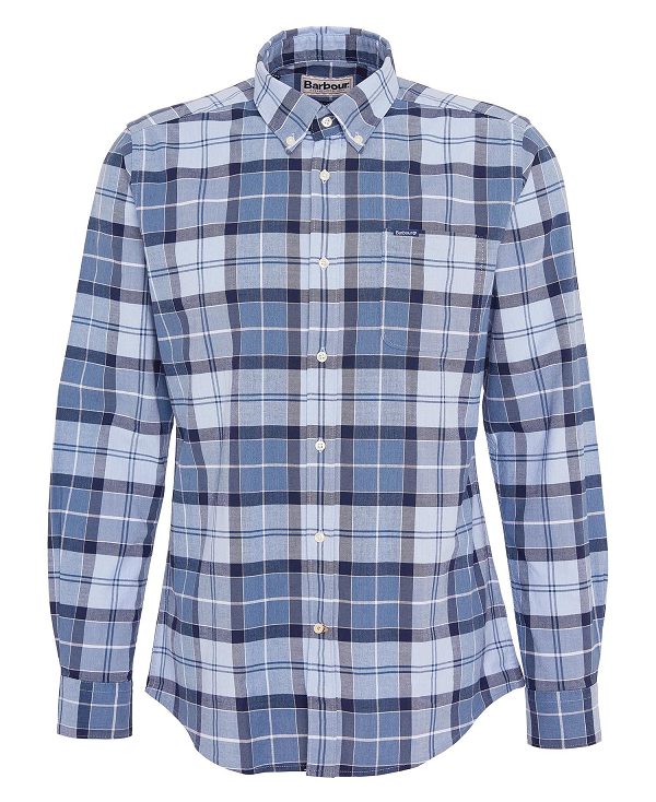 Barbour Lewis Tailored Long-sleeved Shirt Berwick Blue Tartan | BABO87718