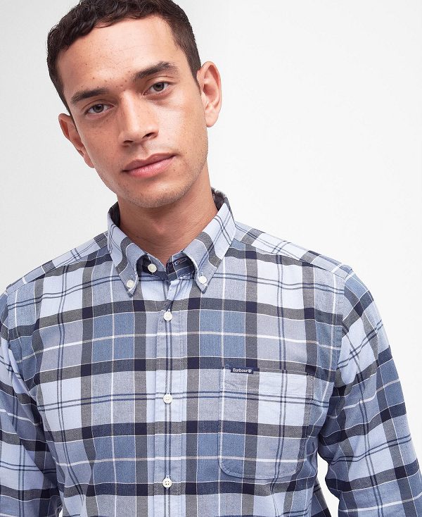 Barbour Lewis Tailored Long-sleeved Shirt Berwick Blue Tartan | BABO87718