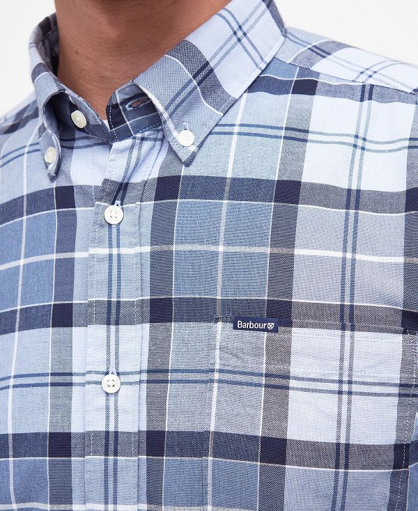 Barbour Lewis Tailored Long-sleeved Shirt Berwick Blue Tartan | BABO87718