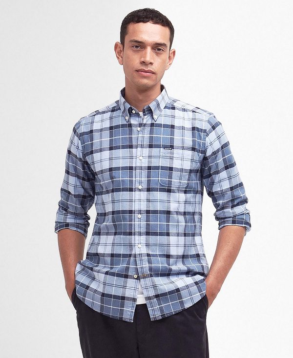 Barbour Lewis Tailored Long-sleeved Shirt Berwick Blue Tartan | BABO87718