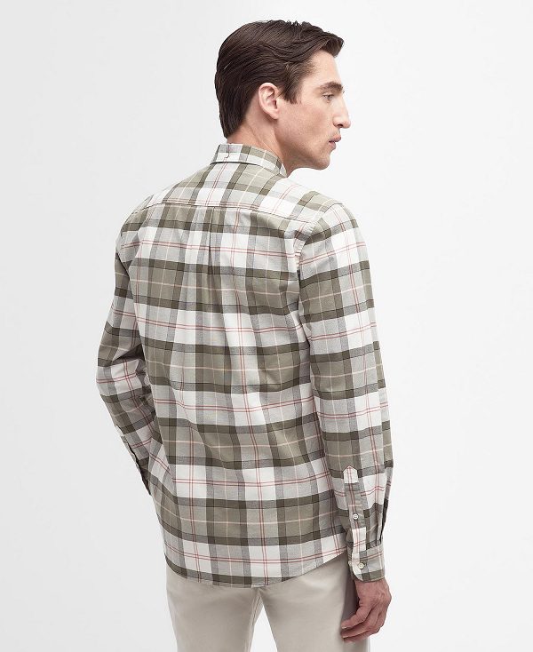 Barbour Lewis Tailored Long-sleeved Shirt Glenmore Olive Tartan | BABO87748