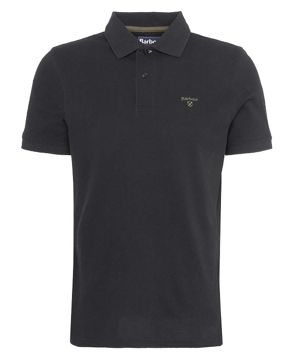 Barbour Lightweight Sports Polo Shirt Classic Black | BABO88102