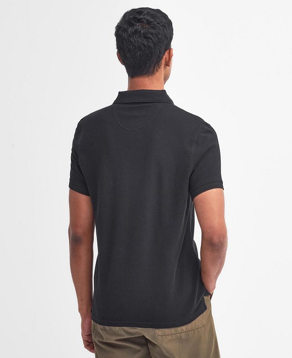 Barbour Lightweight Sports Polo Shirt Classic Black | BABO88102