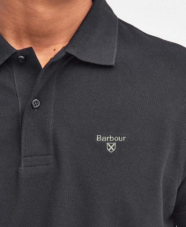 Barbour Lightweight Sports Polo Shirt Classic Black | BABO88102