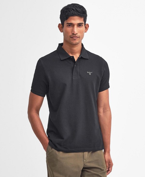 Barbour Lightweight Sports Polo Shirt Classic Black | BABO88102