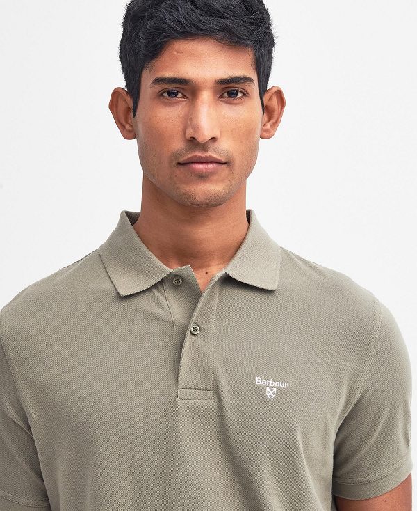 Barbour Lightweight Sports Polo Shirt Dusty Green | BABO88096